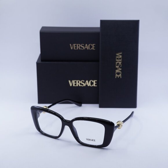 Versace VE3385U GB1 Square Eyeglasses – Shiny Black 53mm - Picture 1 of 9